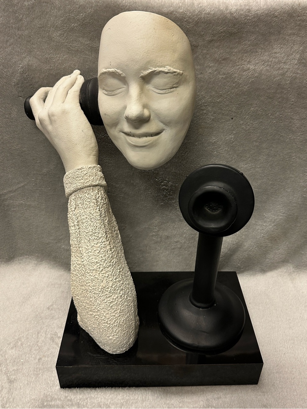 Austin Productions Sculpture by John Cutrone "Party Line" Nice Art Face On Phone